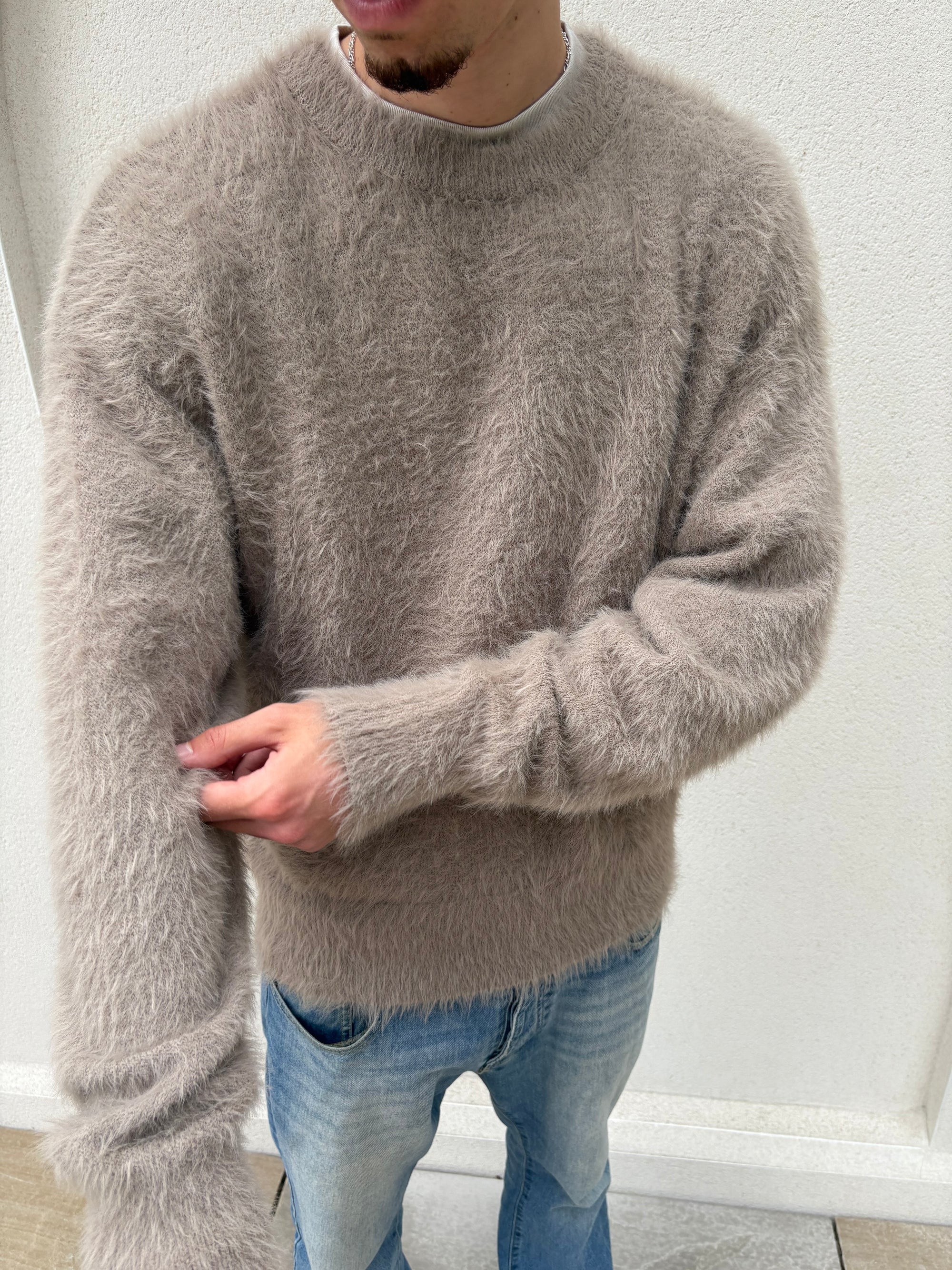 TEXTURED KNIT JUMPER - TAUPE