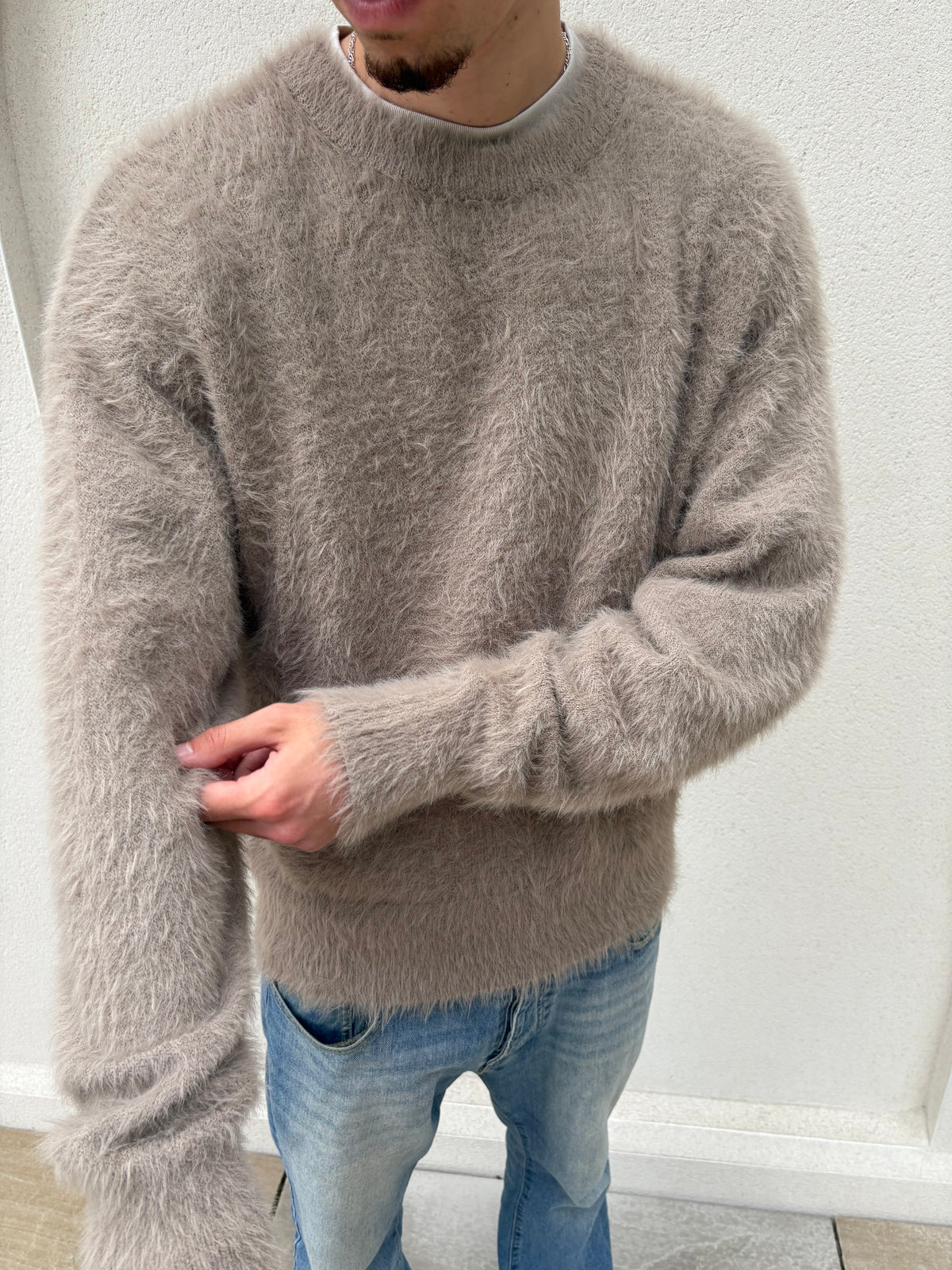 TEXTURED KNIT JUMPER - TAUPE