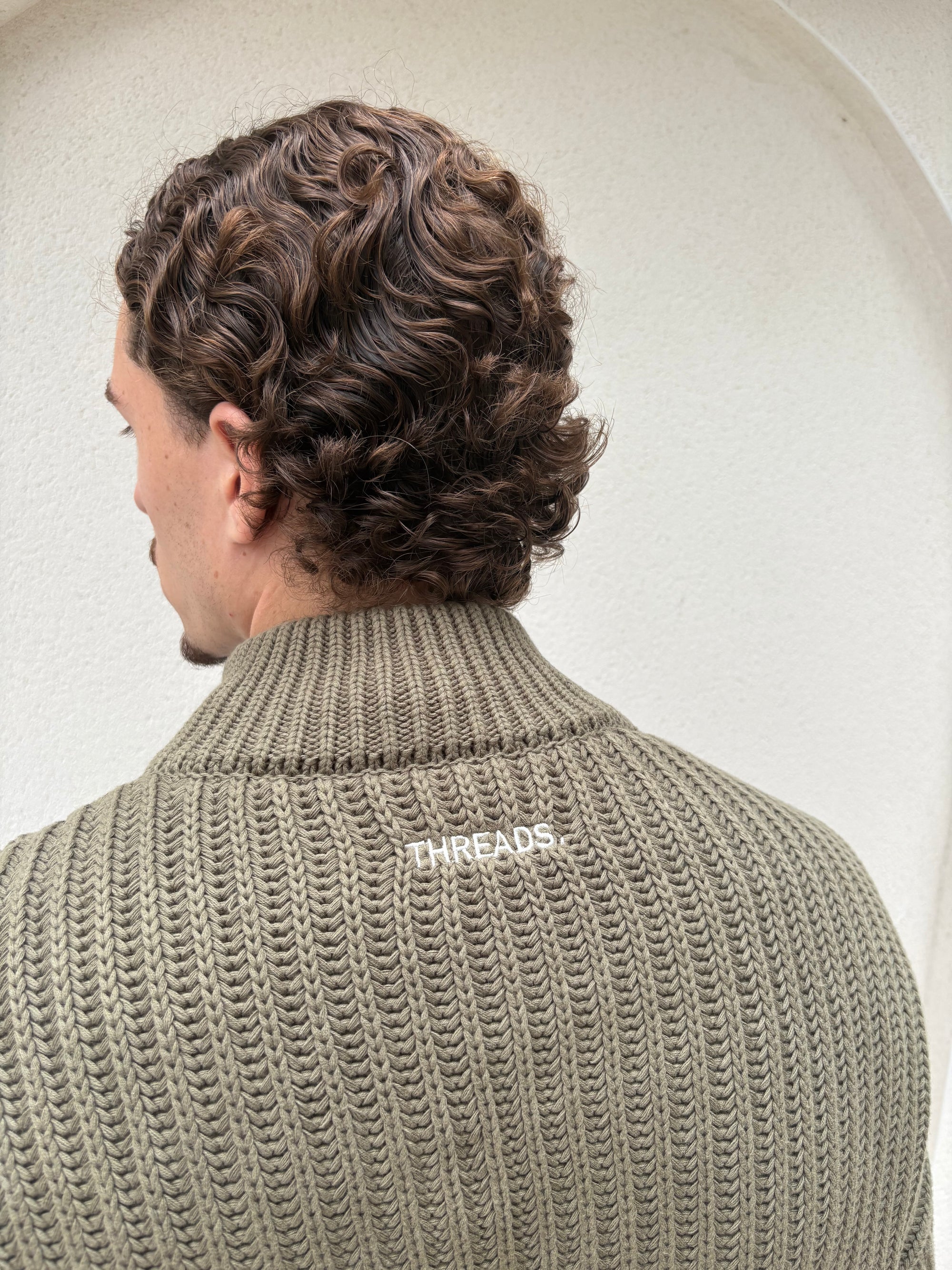 KNIT HEAVYWEIGHT TRACK JACKET - KHAKI