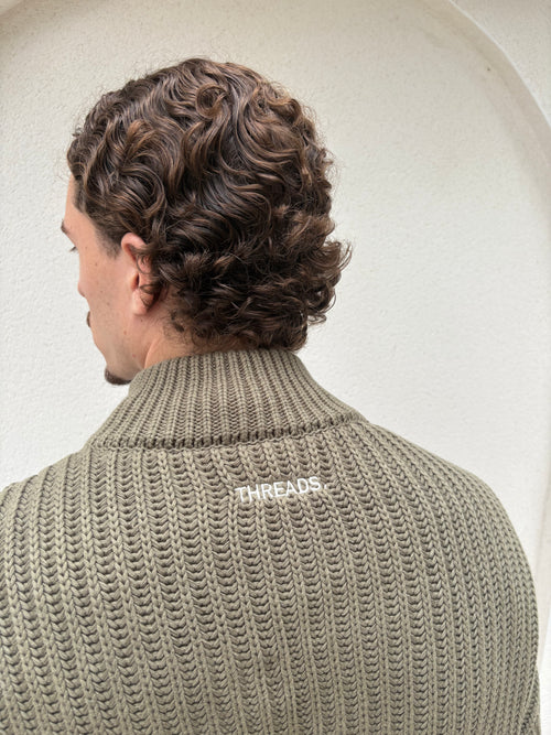 KNIT HEAVYWEIGHT TRACK JACKET - KHAKI