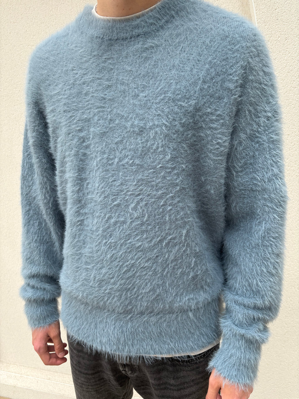 TEXTURED KNIT JUMPER - DUSTY BLUE