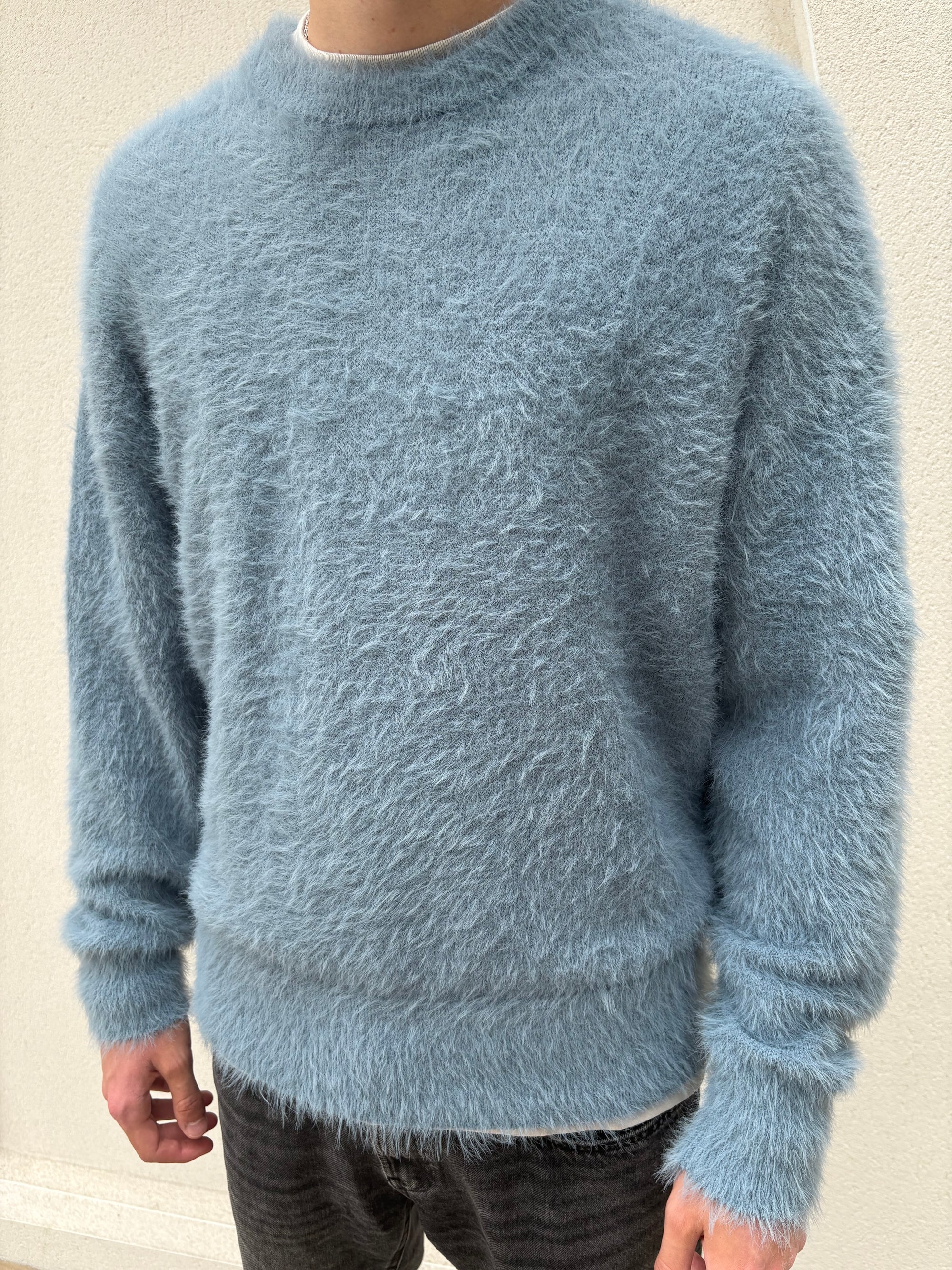 TEXTURED KNIT JUMPER - DUSTY BLUE