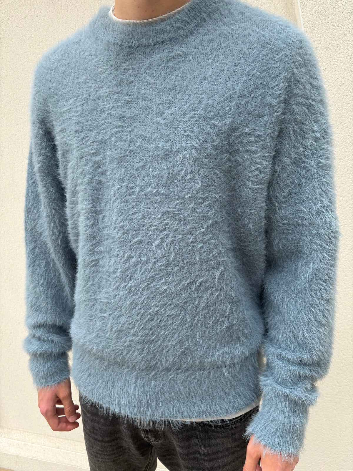 TEXTURED KNIT JUMPER - DUSTY BLUE