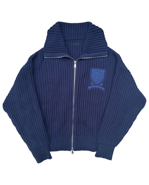 HEAVYWEIGHT KNIT TRACK JACKET - NAVY