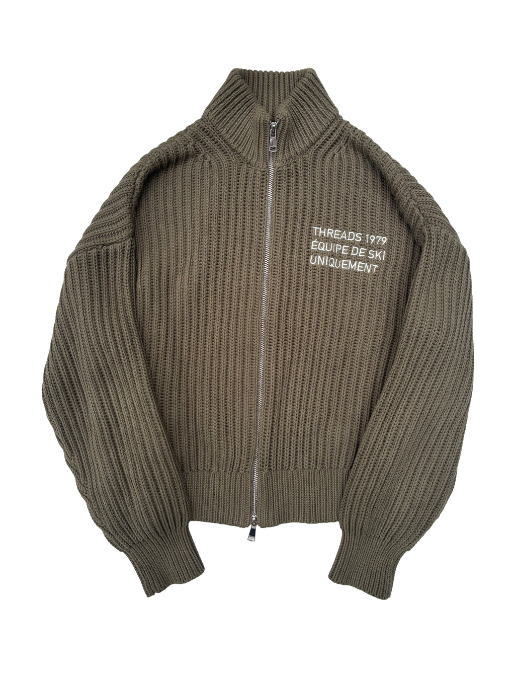 KNIT HEAVYWEIGHT TRACK JACKET - KHAKI