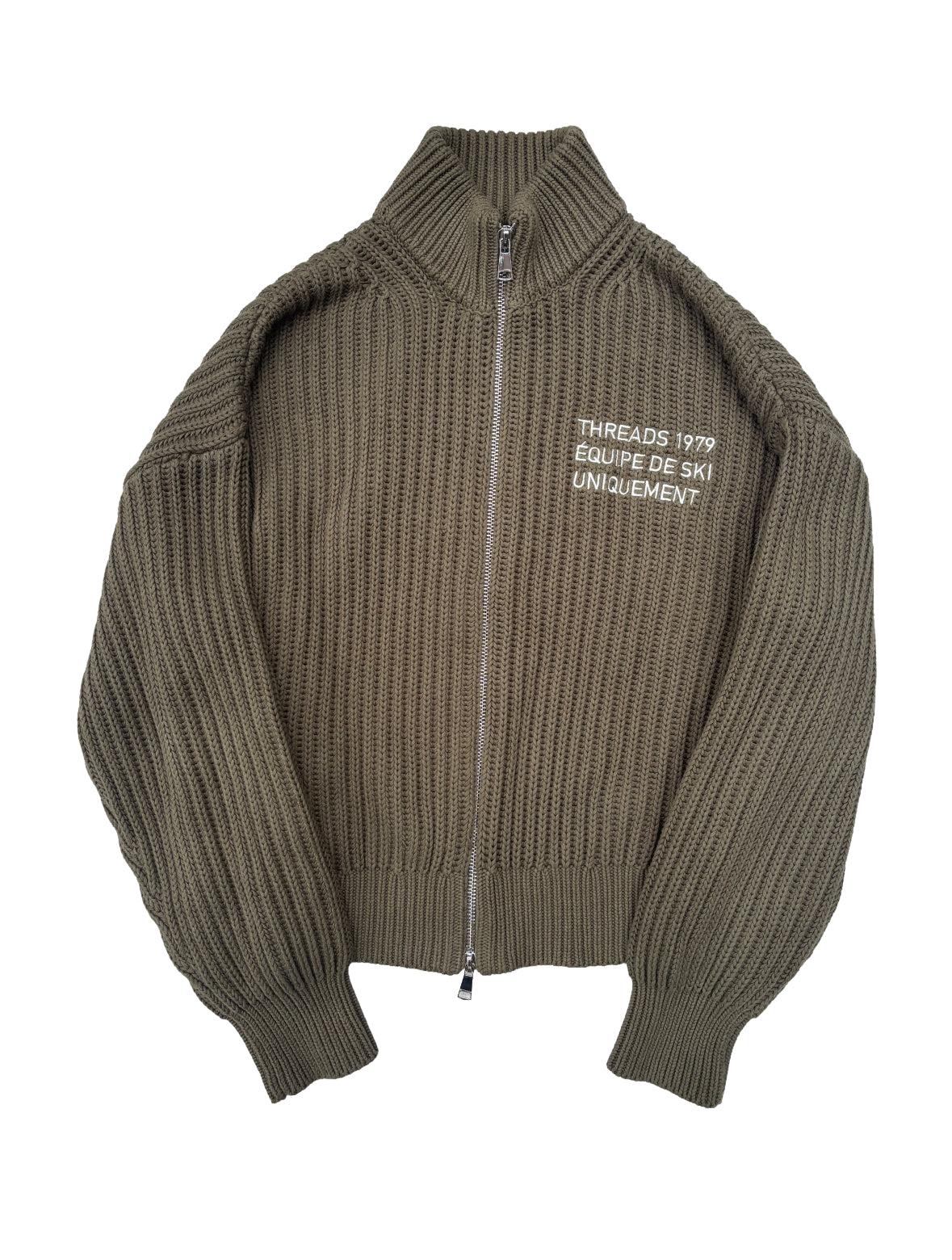 KNIT HEAVYWEIGHT TRACK JACKET - KHAKI