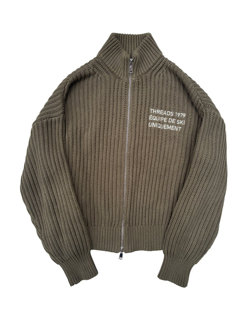 KNIT HEAVYWEIGHT TRACK JACKET - KHAKI